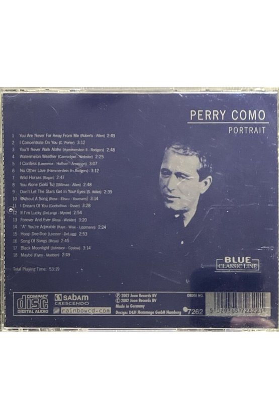 (Plak Değildir CD dir) CD Perry Como Portrait CD