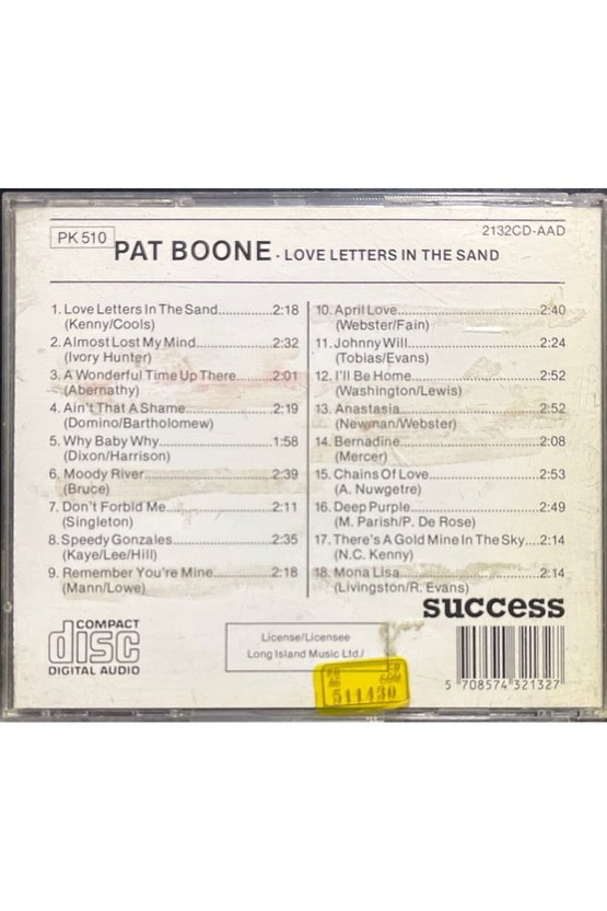 (Plak Değildir CD dir) CD Pat Boone Love Letters In The Sand CD