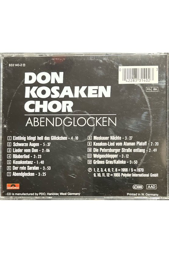 (Plak Değildir CD dir) CD Don Kosaken Chor Abendglocken CD