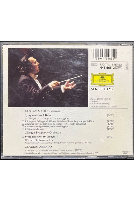 (Plak Değildir CD dir) CD Mahler Symphonie 1 & 10 Claudio Abbado CD