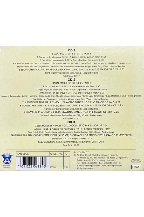 (Plak Değildir CD dir) CD A. Dvorak (3 CD Set) CD