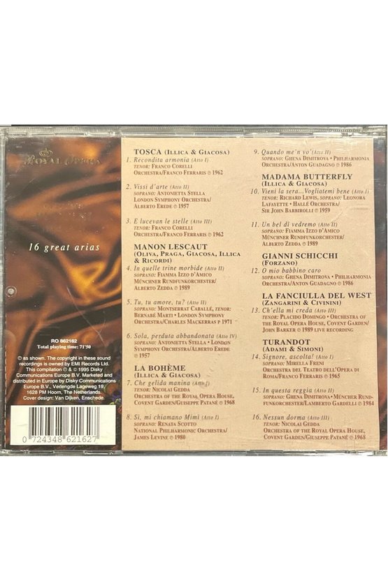 (Plak Değildir CD dir) CD Puccini 16 Great Areas CD