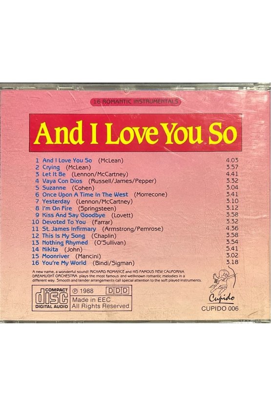 (Plak Değildir CD dir) CD 16 Romantic Instrumentals And I Love You So CD