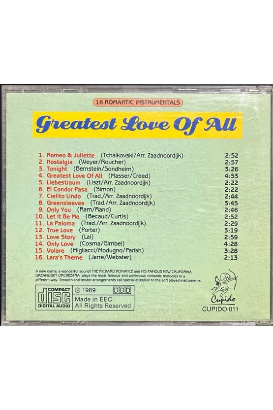 (Plak Değildir CD dir) CD 16 Romantic Instrumentals Greatest Love Of All CD