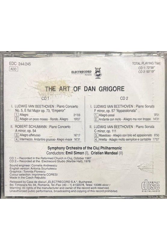 (Plak Değildir CD dir) CD The Art Of Dan Grigore Arta Lui Dan Grigore Double CD