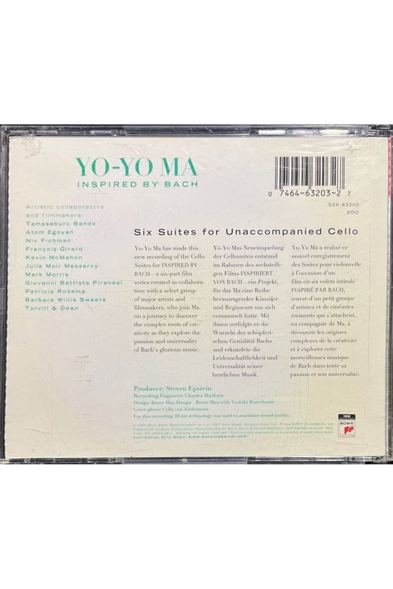 (Plak Değildir CD dir) CD Yo-Yo Ma Inspired By Bach CD