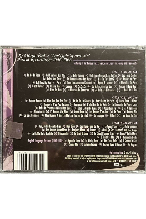 (Plak Değildir CD dir) CD The Best Of Edith Piaf (3 CD Box Set) CD