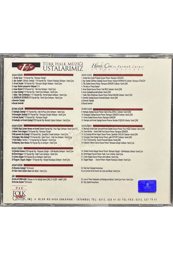 (Plak Değildir CD dir) CD Türk Halk Müziği Ustalarımız Hamit Çine CD