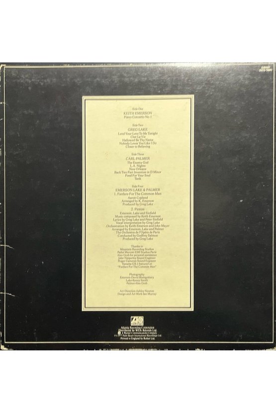 Emerson Lake & Palmer Works Volume 1 Double LP Plak