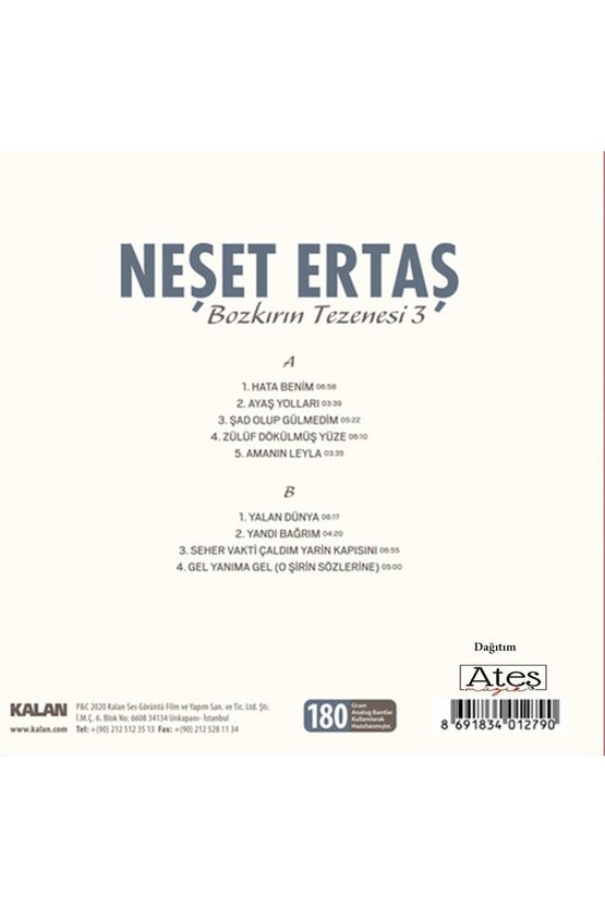 Neşet Ertaş Bozkırın Tezenesi 3 LP Plak