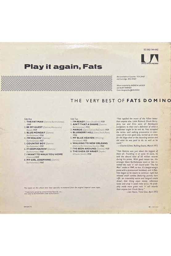 The Very Best Of Fats Domino Play It Again LP Plak