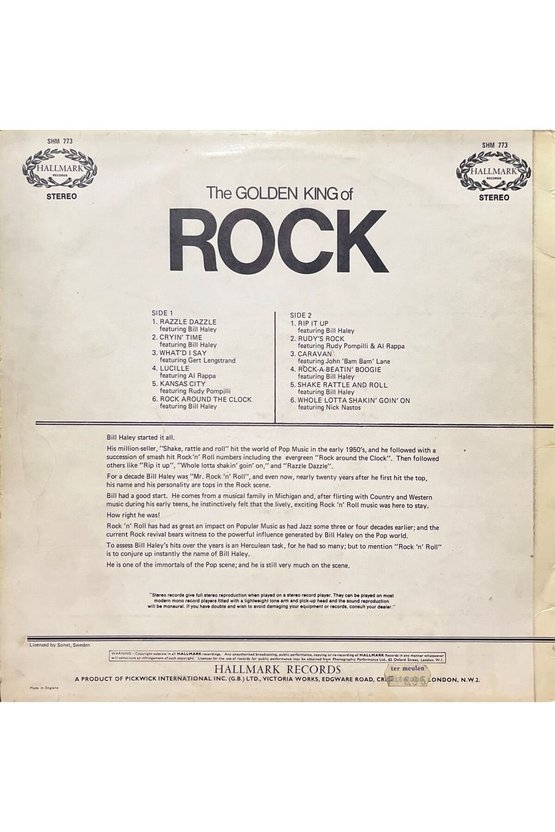Bill Haley And The Comets The Golden King Of Rock LP Plak
