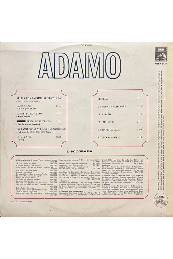 Adamo Adamo LP Plak