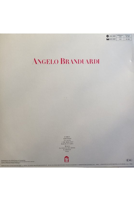Angelo Branduardi Angelo Branduardi Lp Plak