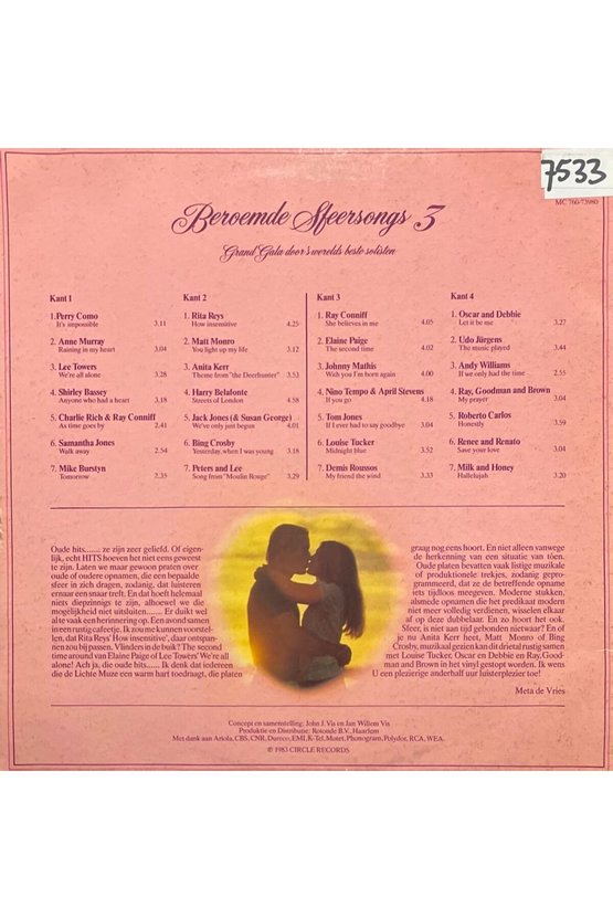 Beroemde Sfeersongs 3 Double LP Plak