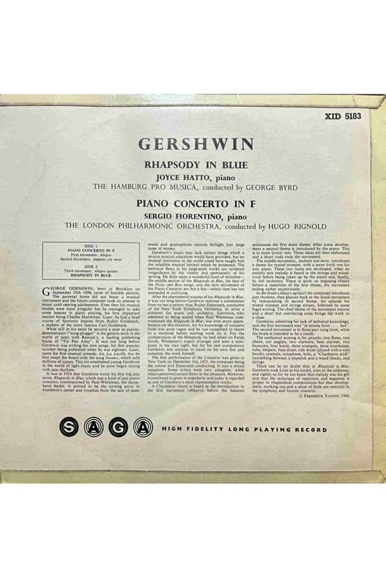 Gershwin Rhapsody In Blue Classic LP Plak