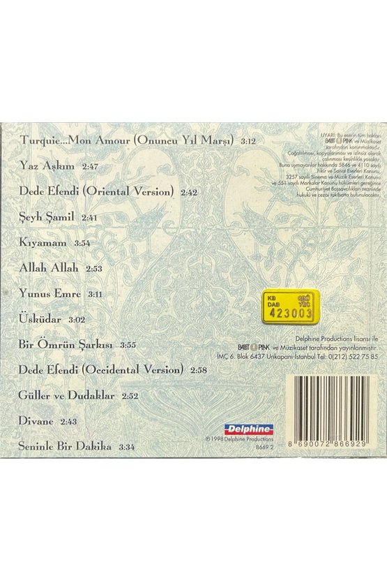 (Plak Değildir CD dir) CD Richard Clayderman Türk Besteleriyle CD
