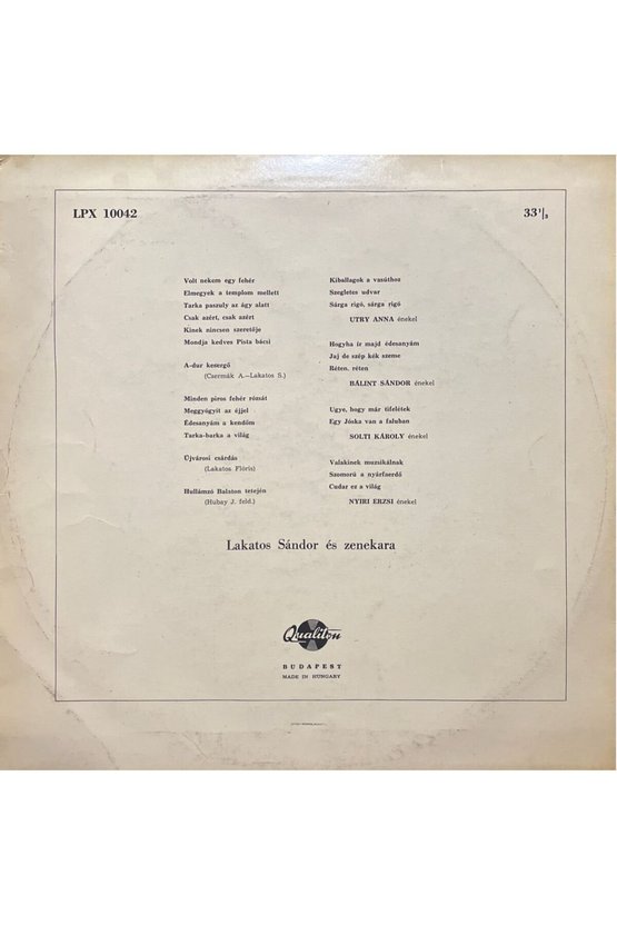 Lakatos Sandor Es Zenekara Jatszik LP Plak
