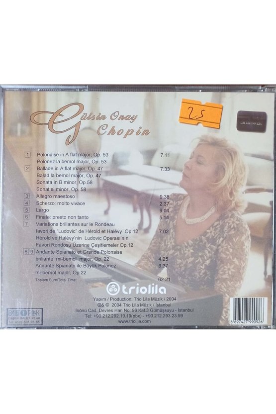 (PLAK DEĞİLDİR CD DİR) Cd Gülsin Chopin Tro Lila Classical Series Cd