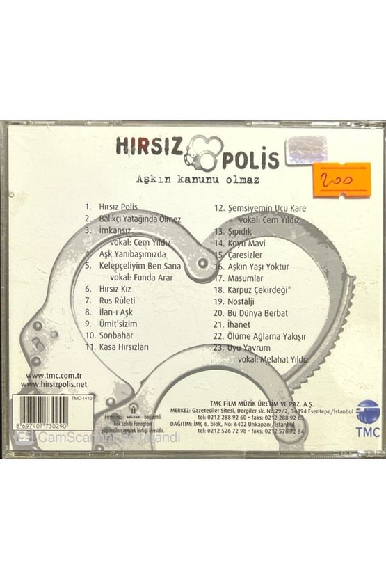 (PLAK DEĞİLDİR CD DİR) Cd Hırsız Polis Aşkın Kanunu Olmaz Cd