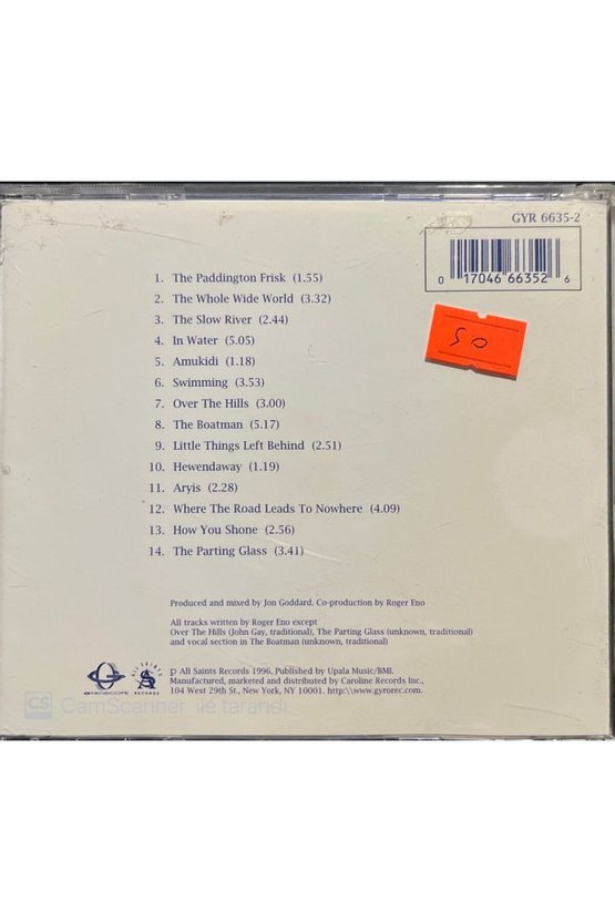 (PLAK DEĞİLDİR CD DİR) Cd Roger Eno Swimming Cd
