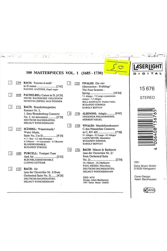 (PLAK DEĞİLDİR CD DİR) Cd 100 Masterpieces Vol.1 (1685-1730) Cd