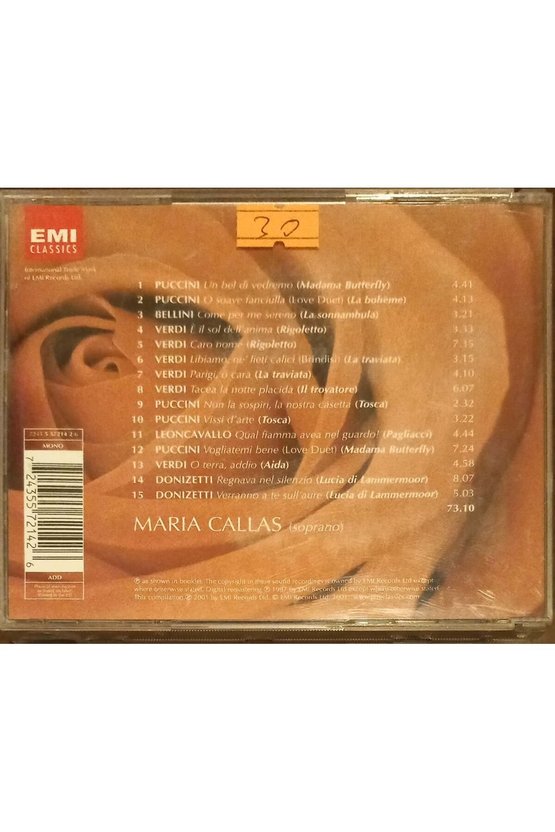 (PLAK DEĞİLDİR CD DİR) Cd Callas Romantica Cd