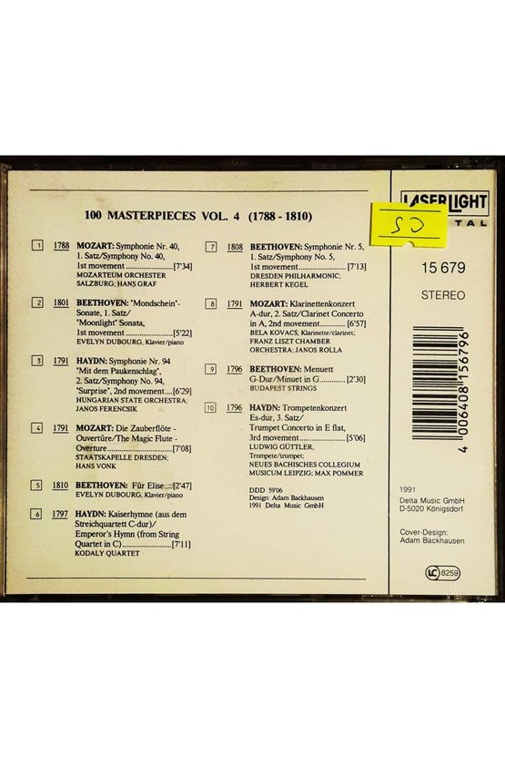 (PLAK DEĞİLDİR CD DİR) Cd 100 Masterpieces Vol.4 (1788-1810) Cd