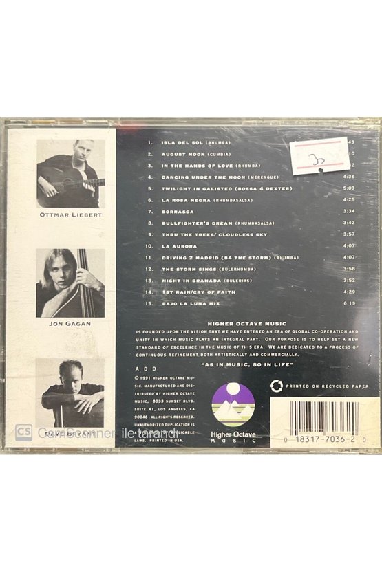 (PLAK DEĞİLDİR CD DİR) Cd Ottmar Liebert Luna Negra Bonanca Cd
