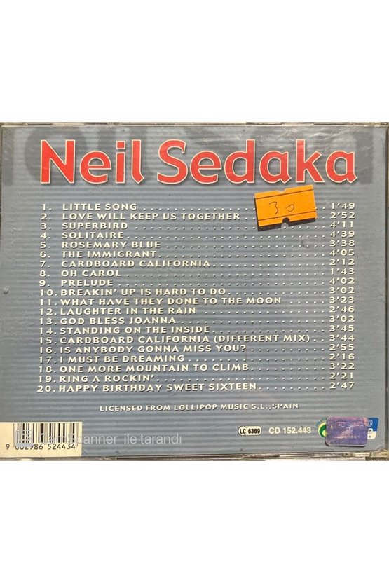 (PLAK DEĞİLDİR CD DİR) Cd Neil Sedaka Cd