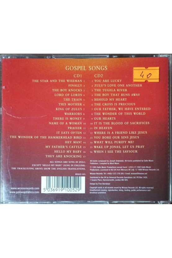 (PLAK DEĞİLDİR CD DİR) Cd Ladysmith Black Mambazo Gospel Songs Cd