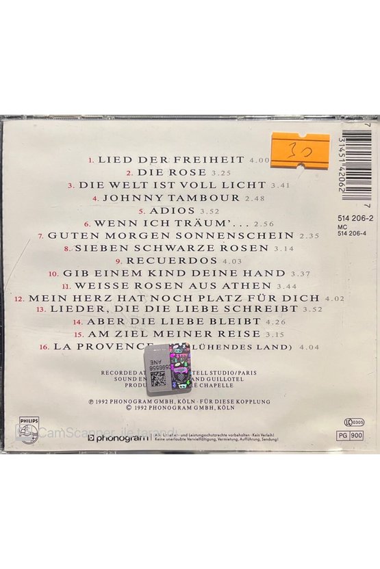 (PLAK DEĞİLDİR CD DİR) Cd Nana Mouskouri Blumen Der Liebe Cd