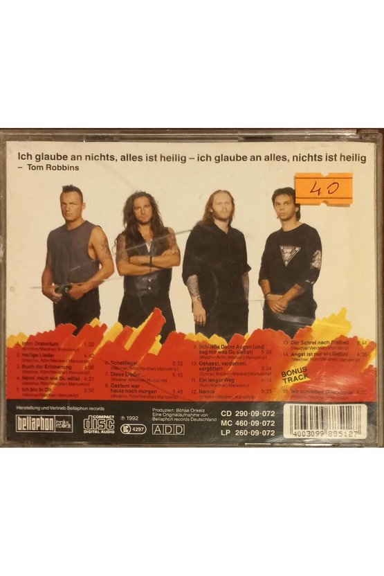 (PLAK DEĞİLDİR CD DİR) Cd Böhse Onkelz Heilige Lieder Cd
