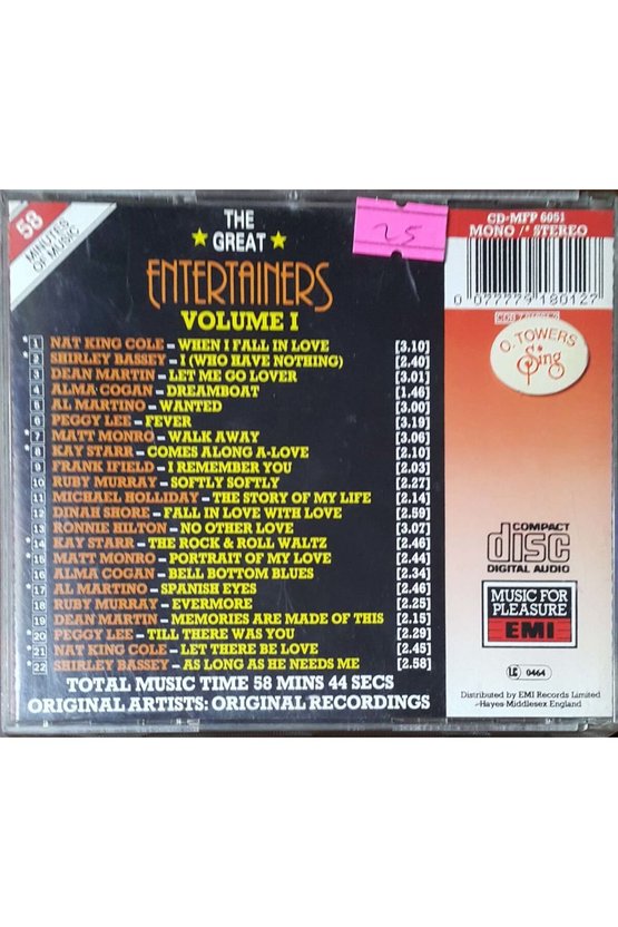 (PLAK DEĞİLDİR CD DİR) Cd The Great Entertainers Volume 1 Cd