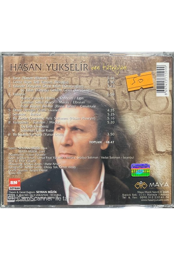 (PLAK DEĞİLDİR CD DİR) Cd Hasan Yükselir Ben Türküyüm Cd