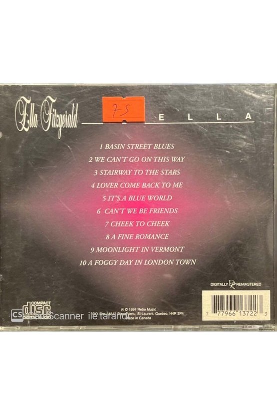 (PLAK DEĞİLDİR CD DİR) Cd Ella Fitzgerald Ella Jazz Cd