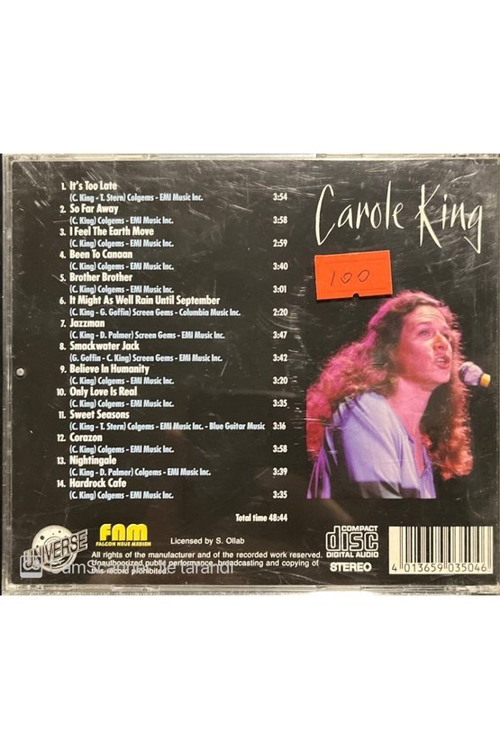 (PLAK DEĞİLDİR CD DİR) Cd Carole King Hardrock Cafe Cd
