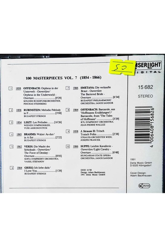 (PLAK DEĞİLDİR CD DİR) Cd 100masterpieces Vol 7 (1854- 1866) Cd
