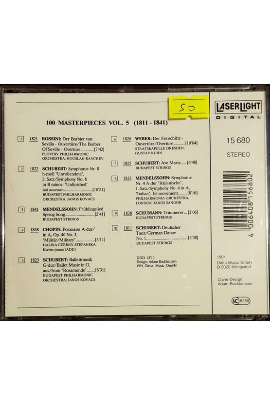 (PLAK DEĞİLDİR CD DİR) Cd 100 Masterpieces Vol.5 (1811-1841) Cd