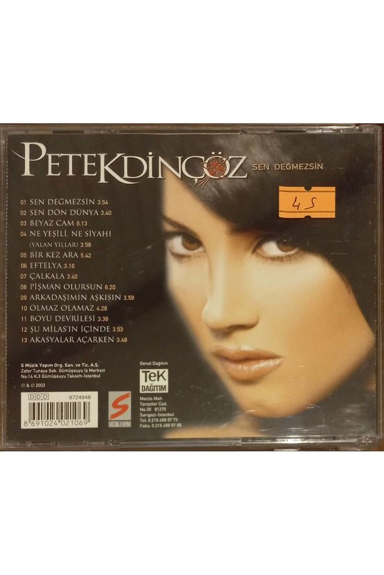 (PLAK DEĞİLDİR CD DİR) Cd Petek Dinçöz Sen Değmezsin Cd