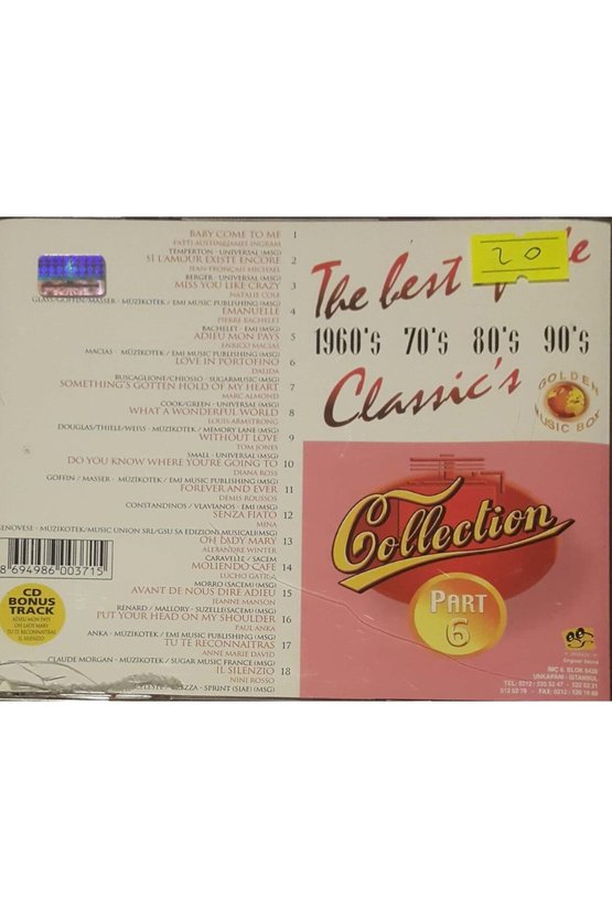 (PLAK DEĞİLDİR CD DİR) Cd The Best Of The Classics Collection Part 6 Cd