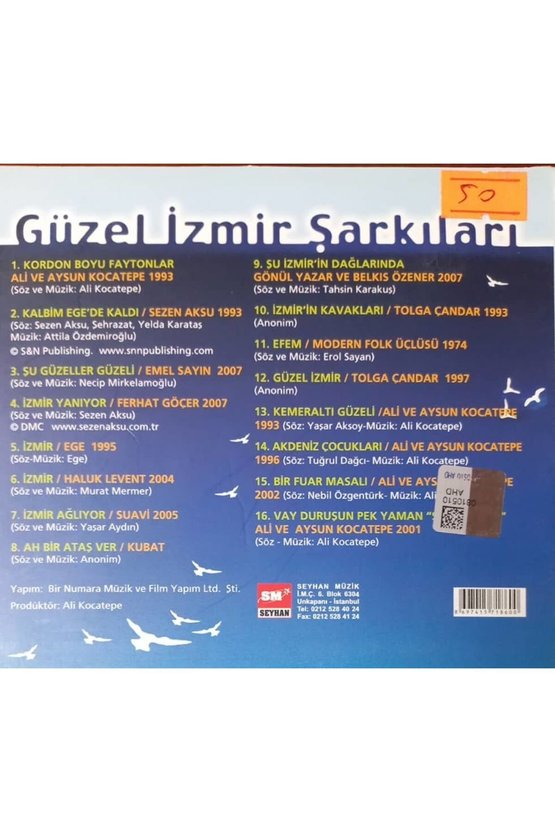 (PLAK DEĞİLDİR CD DİR) Cd Güzel Izmir Şarkıları  Songs Of Beautiful Izmir Cd