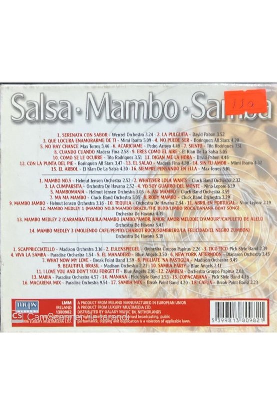 (PLAK DEĞİLDİR CD DİR) Cd Salsa Mambo Samba Lets Dance 3 Cdlik Box Set Cd