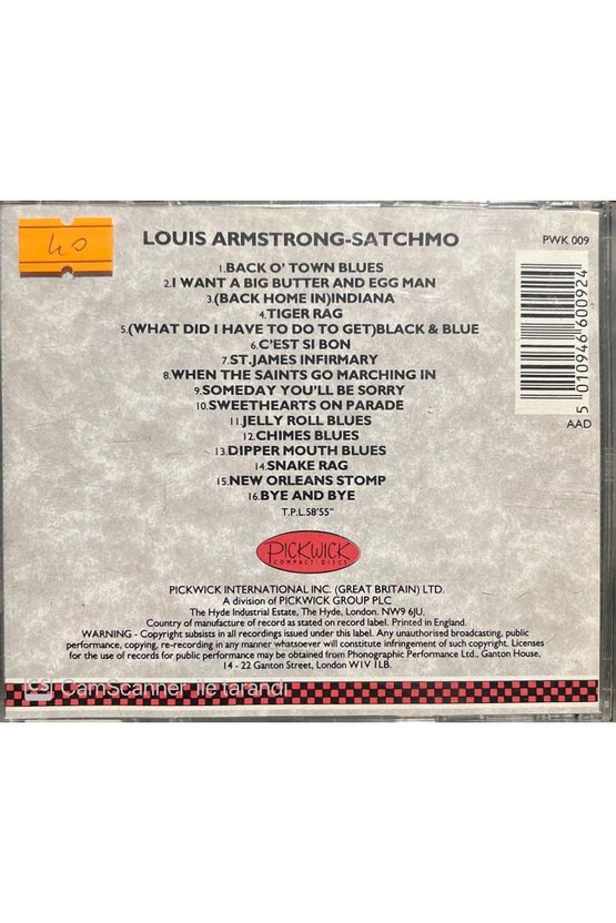 (PLAK DEĞİLDİR CD DİR) Cd Louis Armstrong Satchmo Cd