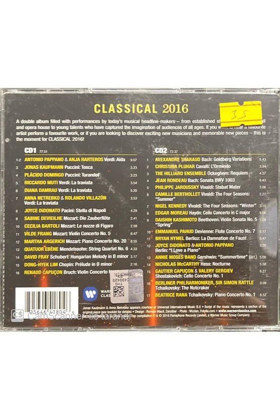 (PLAK DEĞİLDİR CD DİR) Cd Classical 2016 Double Cd