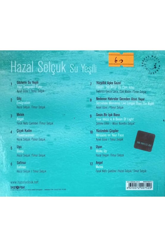 (PLAK DEĞİLDİR CD DİR) Cd Hazal Selçuk Su Yeşili Cd
