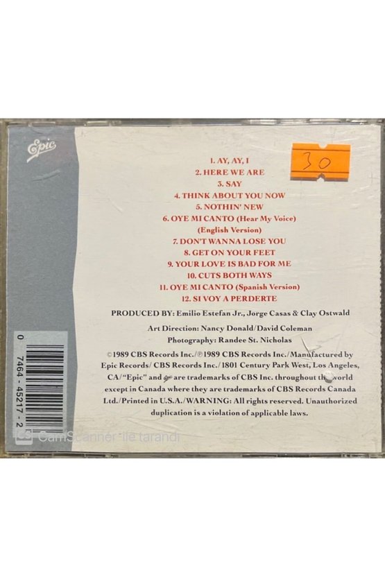 (PLAK DEĞİLDİR CD DİR) Cd Gloria Estefan Cuts Both Ways Cd