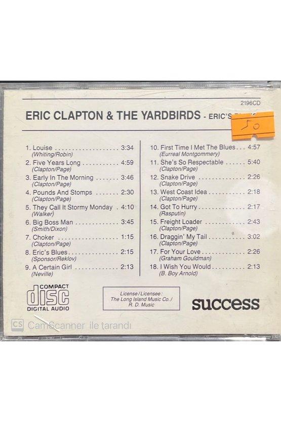 (PLAK DEĞİLDİR CD DİR) Cd Eric Clapton & Tkhe Yardbirds Erics Blues Cd