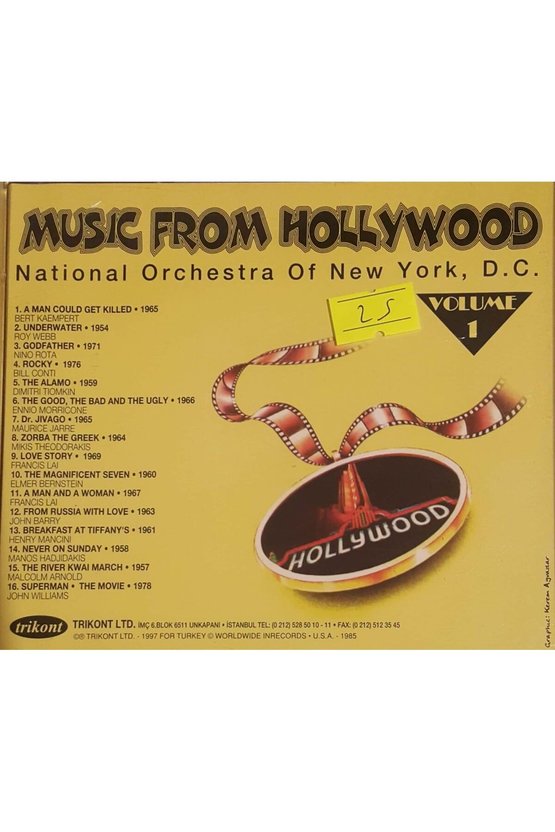 (PLAK DEĞİLDİR CD DİR) Cd Music From Hollywood Volume 1 Cd