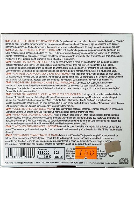 (PLAK DEĞİLDİR CD DİR) Cd La Legende De La Chanson Cd